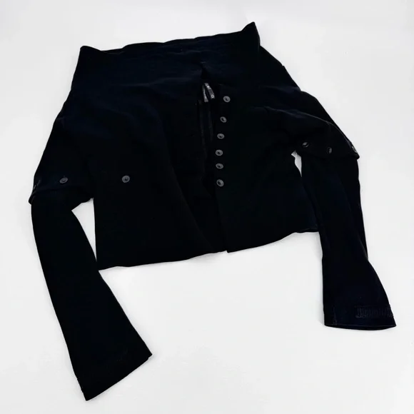 Porto Black Asymmetrical Button Jacket Lagenlook Porto 0 XS Art to wear - Picture 2 of 5